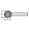 Борфреза сферическая с двойной насечкой, тип D 19х6х17х62 - 8